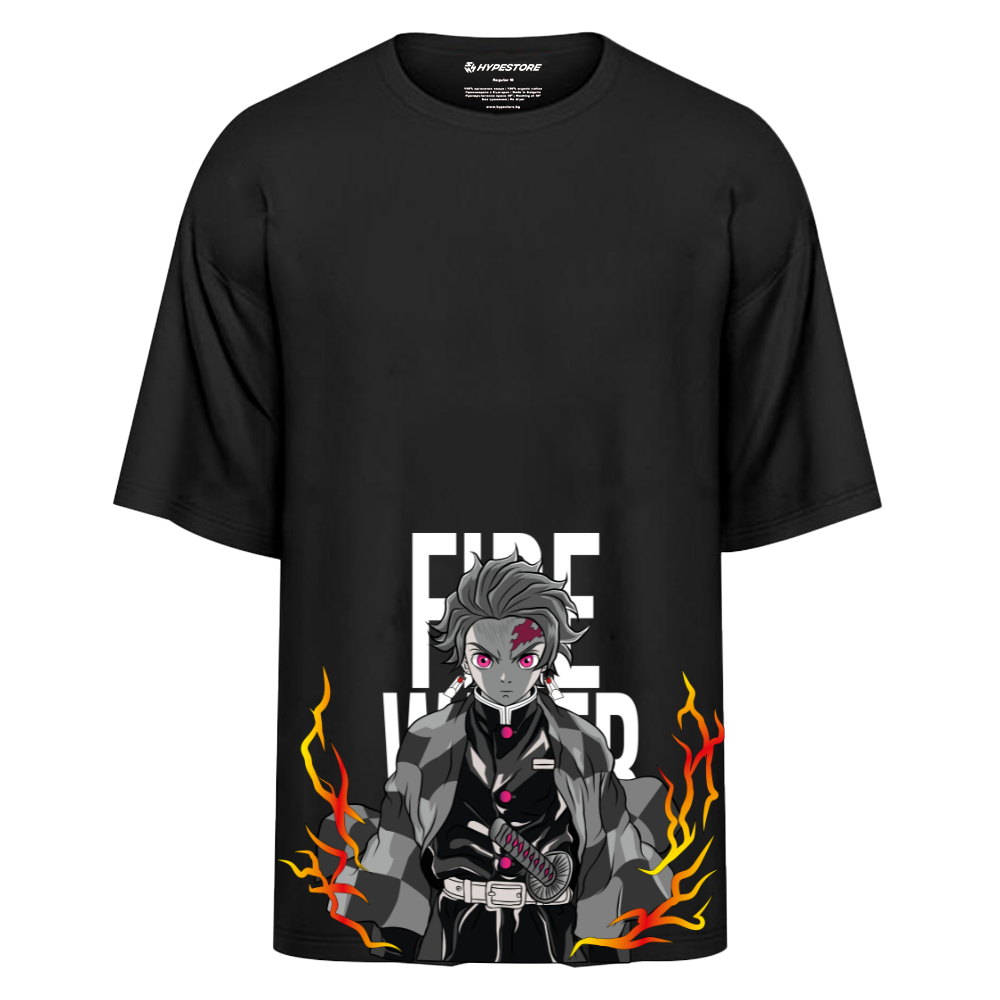 TANJIRO FIRE OVERSIZE ТЕНИСКА - DEMON SLAYER