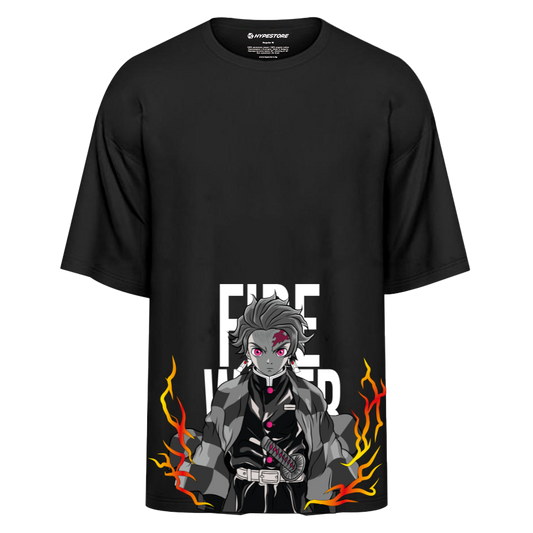TANJIRO FIRE OVERSIZE ТЕНИСКА - DEMON SLAYER