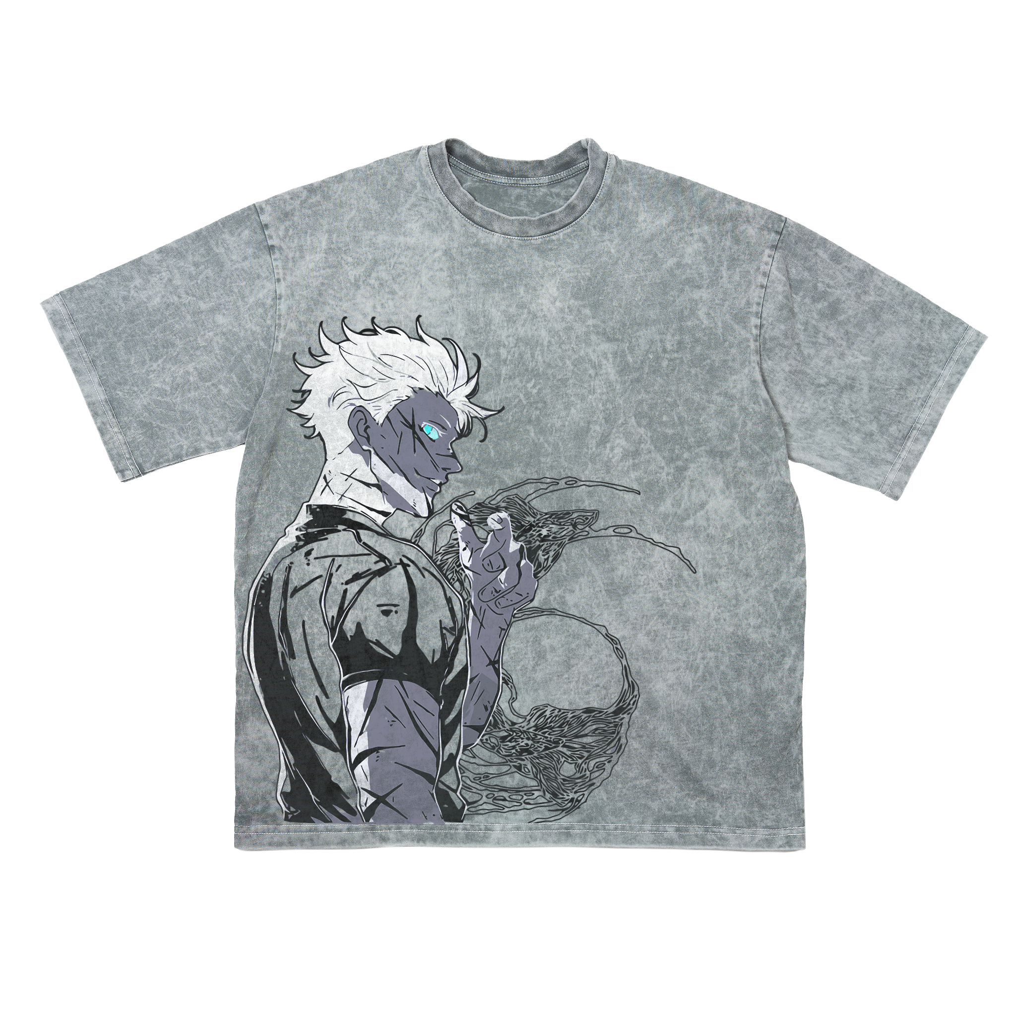 Gojo Gray Oversize Тениска - Jujutsu Kaisen - Аниме Тениски | Hypestore